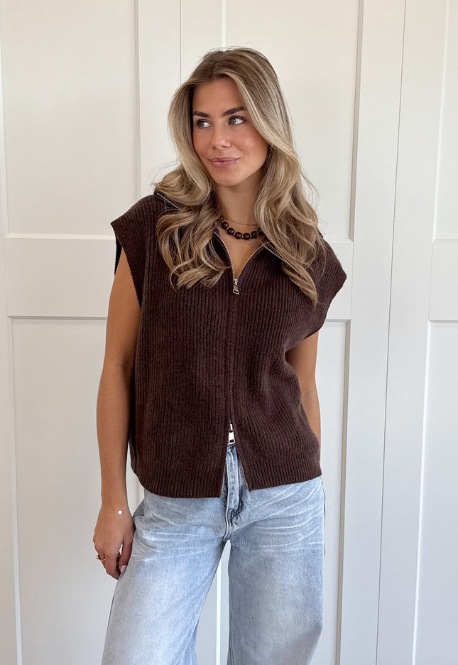 Famous Online Store Zipper gilet Yuna bruin