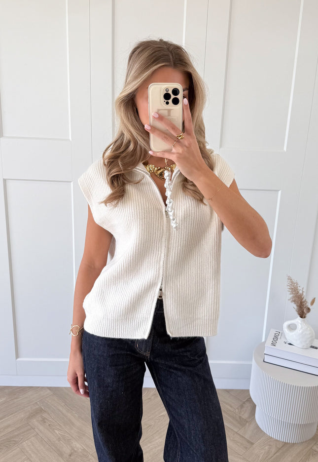 Famous Online Store Zipper gilet Yuna Ecru