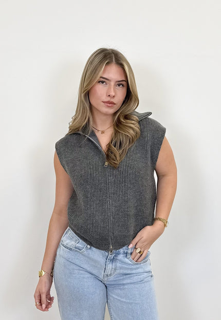 Famous Online Store Zipper gilet Yuna grijs