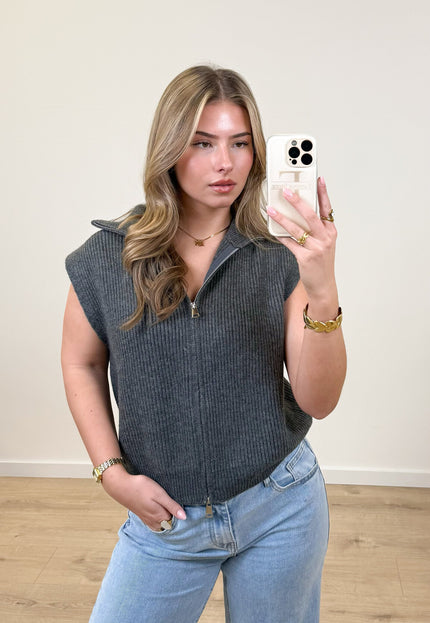 Famous Online Store Zipper gilet Yuna grijs