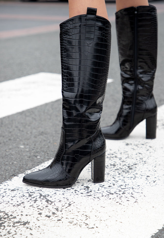 Famous Online Store Zwarte croco dameslaars Fay
