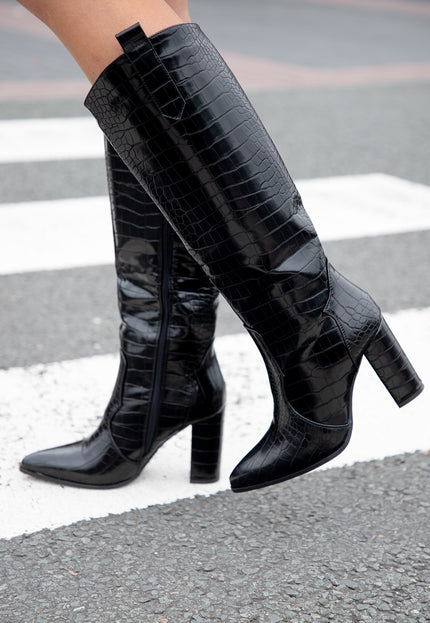 Famous Online Store Zwarte croco dameslaars Fay