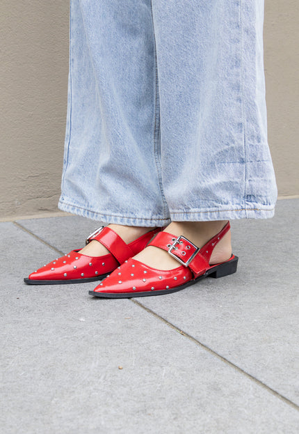 Famous Puntige loafers studs rood