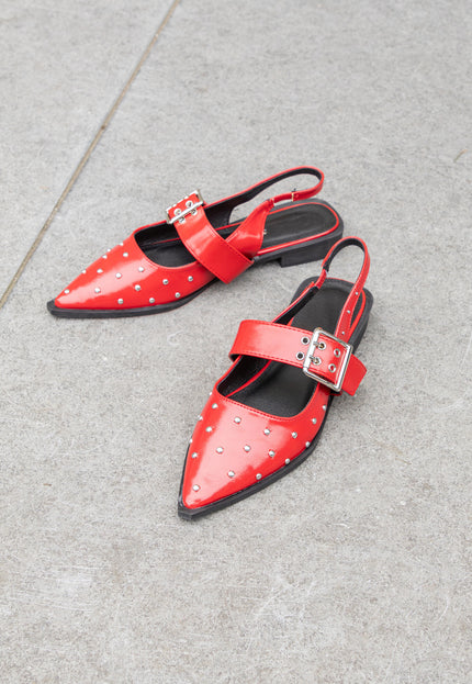 Famous Puntige loafers studs rood