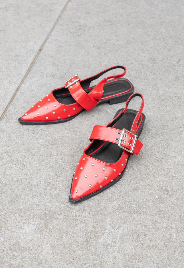 Famous Puntige loafers studs rood