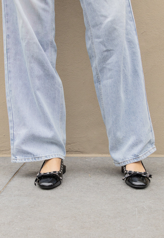 Foto Ballerina slingback studs zwart
