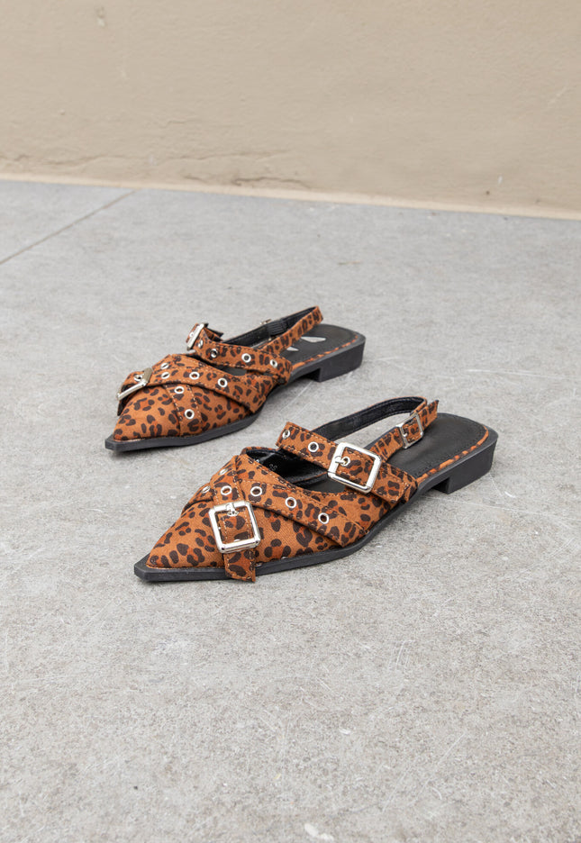 Foto Puntige loafers gesp leopard