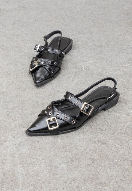 Foto Puntige loafers gesp zwart