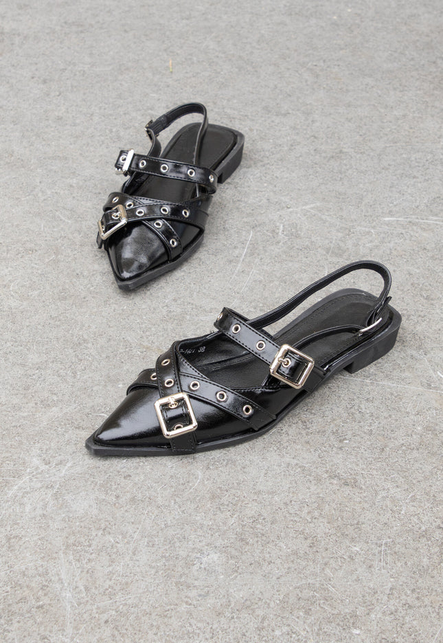 Foto Puntige loafers gesp zwart