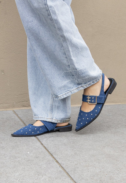 Foto Puntige loafers studs denim