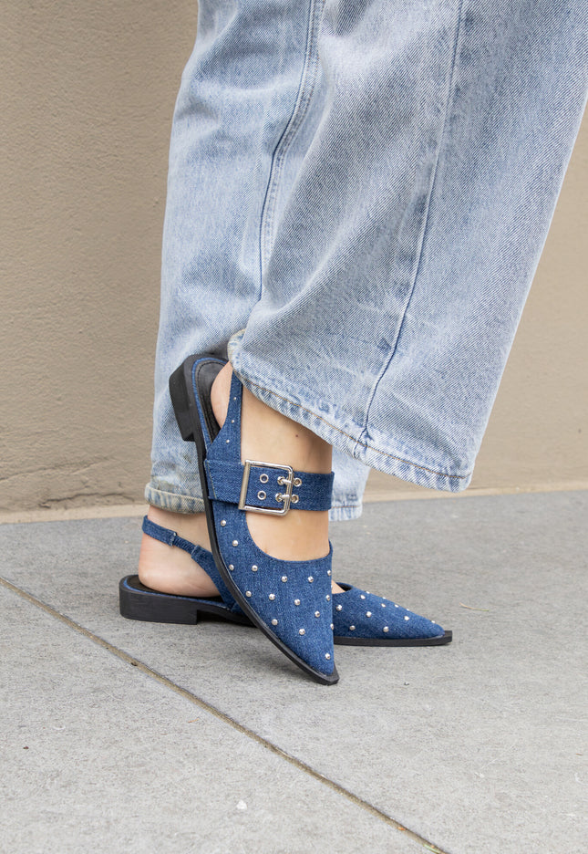 Foto Puntige loafers studs denim