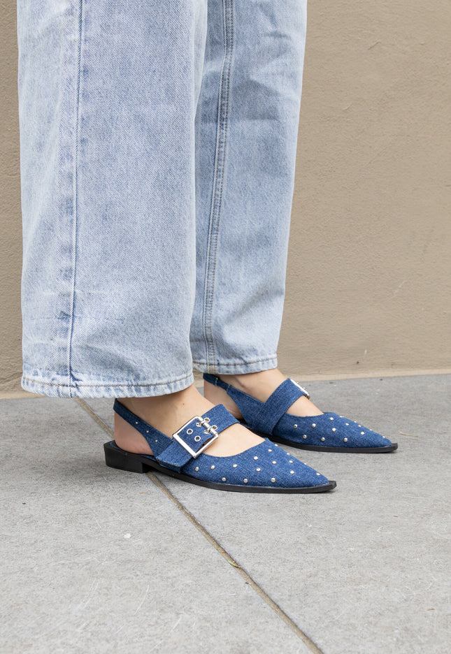 Foto Puntige loafers studs denim