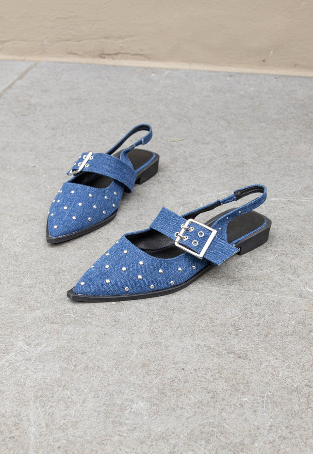 Foto Puntige loafers studs denim