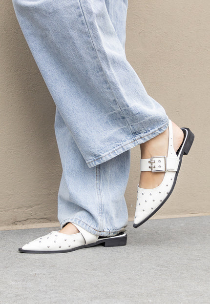 Foto Puntige loafers studs wit