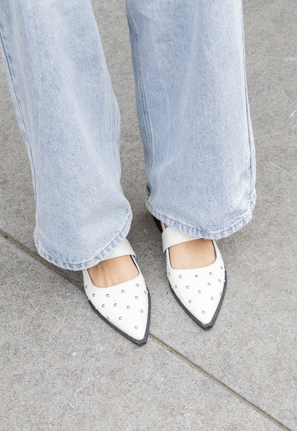 Foto Puntige loafers studs wit