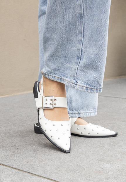 Foto Puntige loafers studs wit