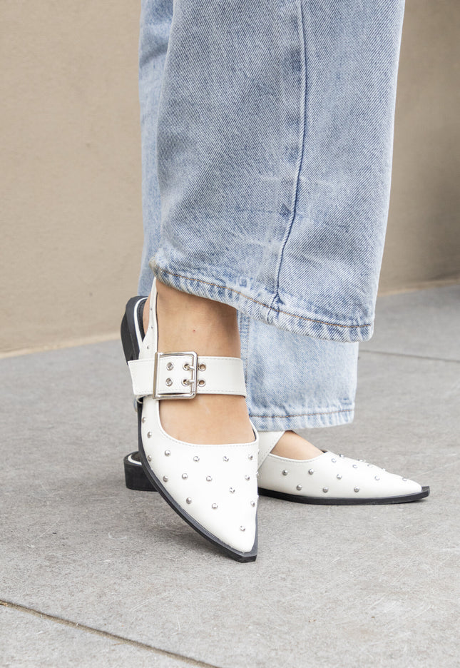 Foto Puntige loafers studs wit