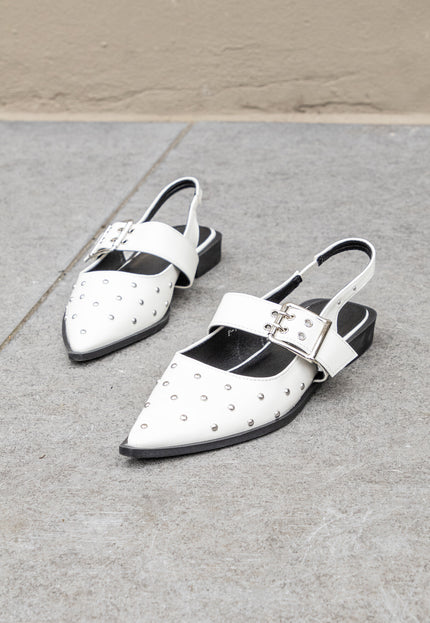 Foto Puntige loafers studs wit