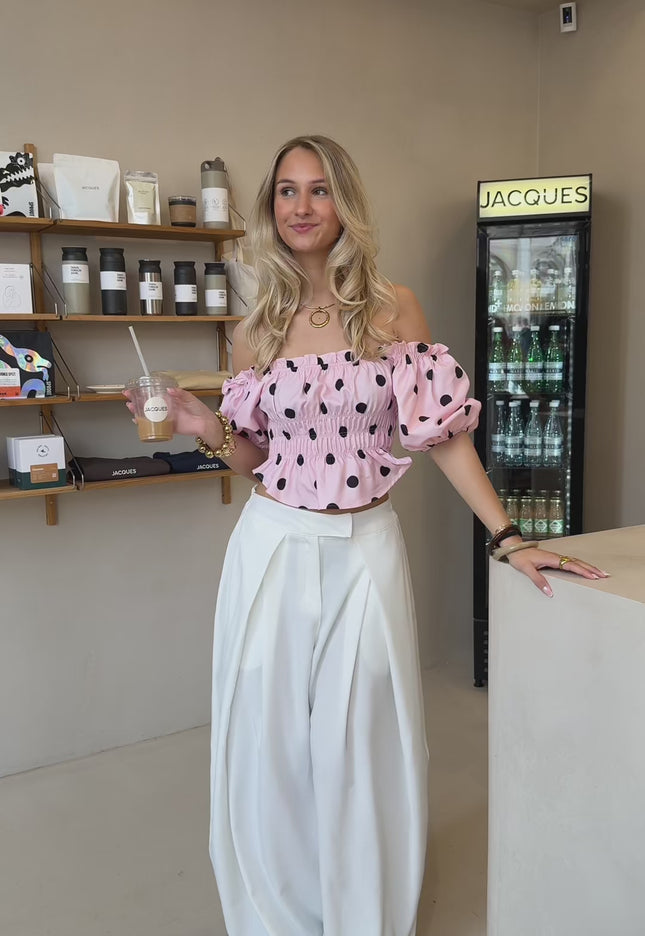 Abby polkadots top roze