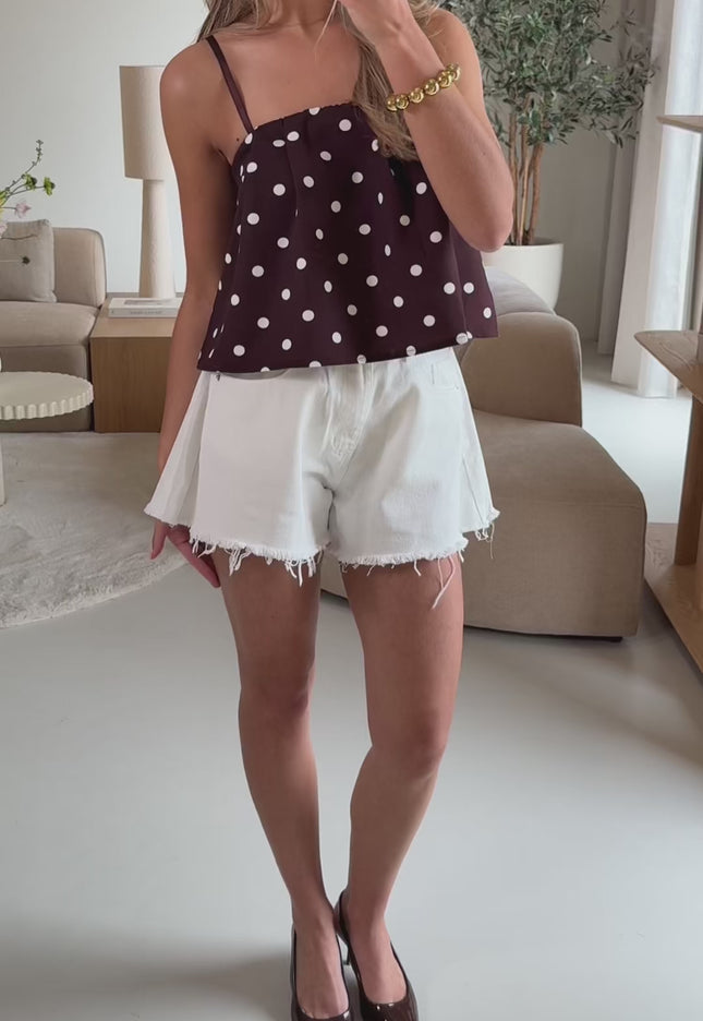 Guusje polkadots top bruin